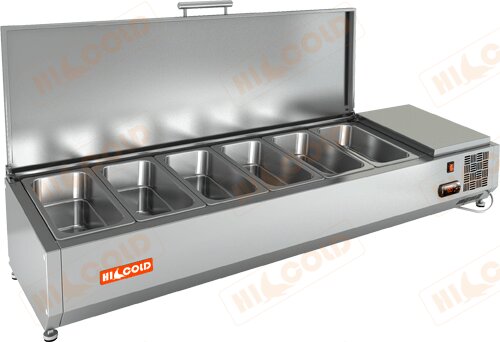 Настольная охлаждаемая витрина для ингредиентов HICOLD VRTU 1390 для предприятий общественного питания